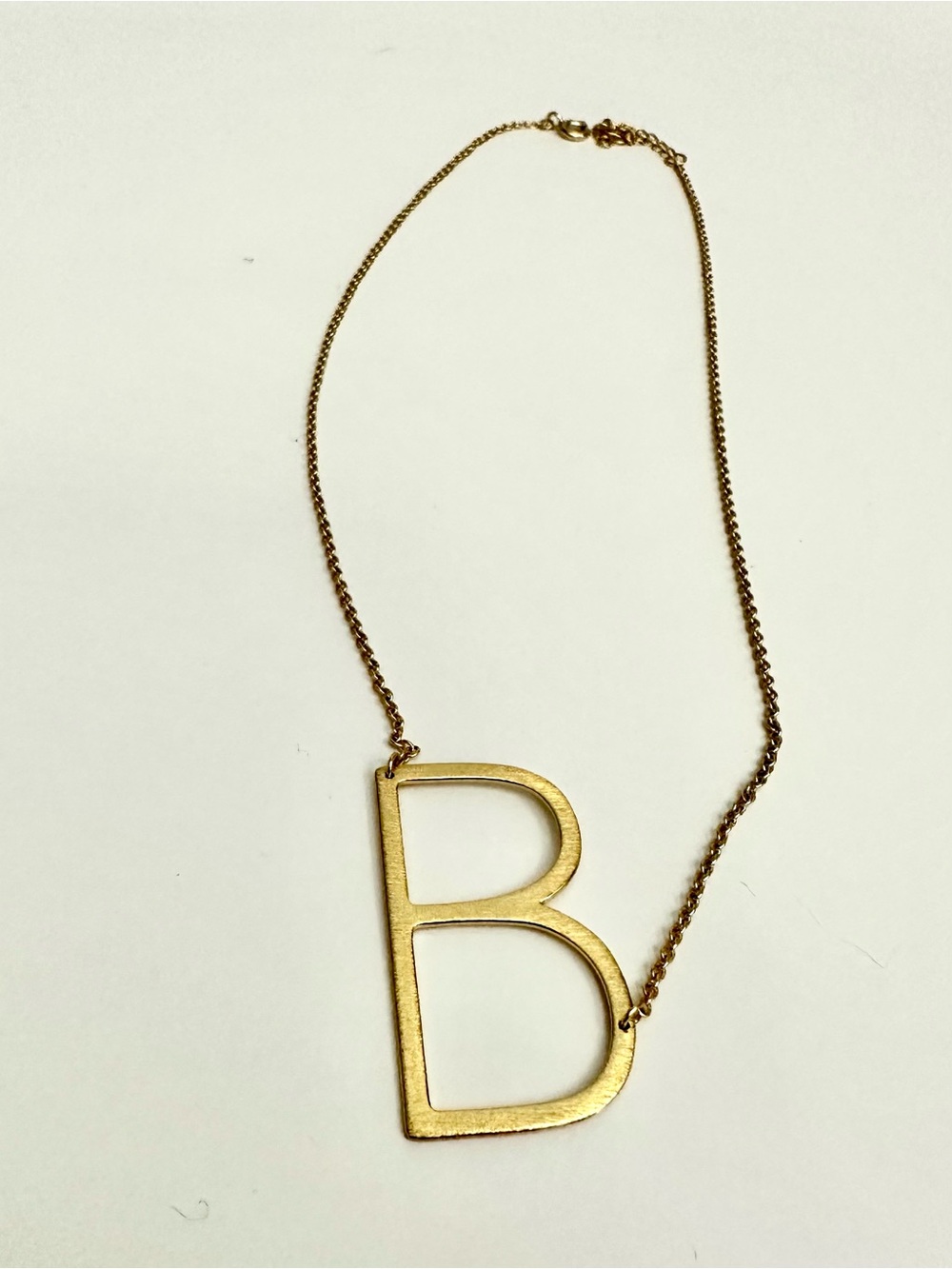 Gold tone Initial Necklace "B" - 17 inches long with organza pouch